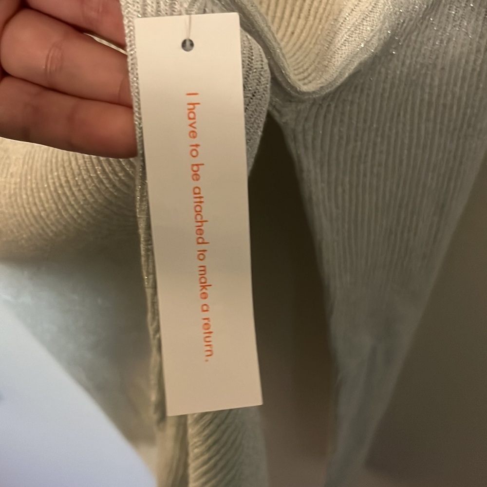 ModCloth Silver Ribbed Mock Neck NWT - Picture 6 of 6